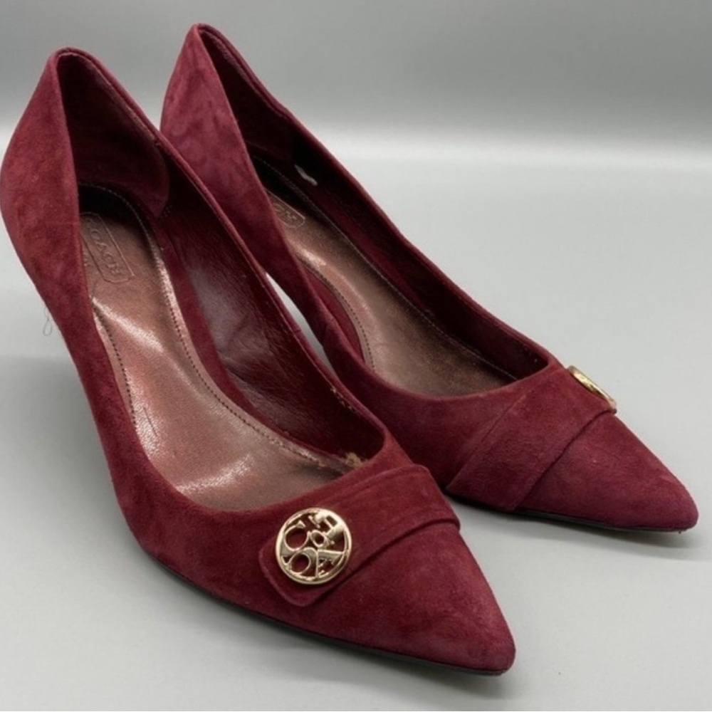 Coach Zelda Classic Burgundy Suede Pumps Size 7